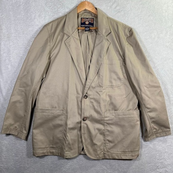 Duluth Trading Co Other - Duluth Trading Co Men's Large Chore Jacket Work Blazer Khaki Beige Elbow Patches